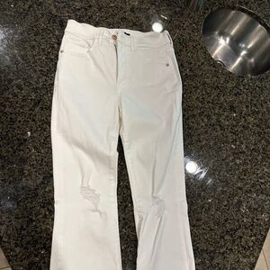 Express white crop flare jeans
